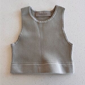 Essentials Gray Ribbed Crop Top fear of God